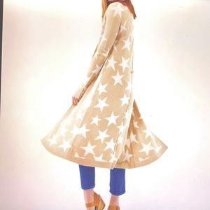Mara Hoffman Duster/Cardigan with White Stars design clean no holes or snags!